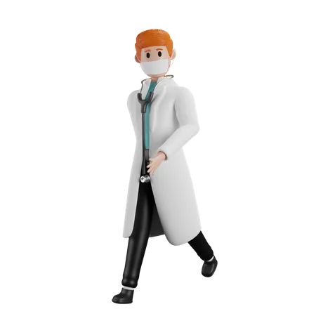Walking doctor  3D Illustration