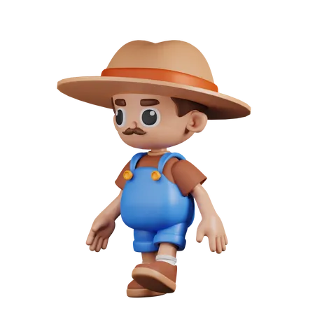 Walking Farmer  3D Illustration