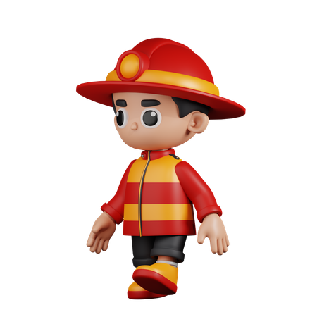 Walking Fireman  3D Illustration