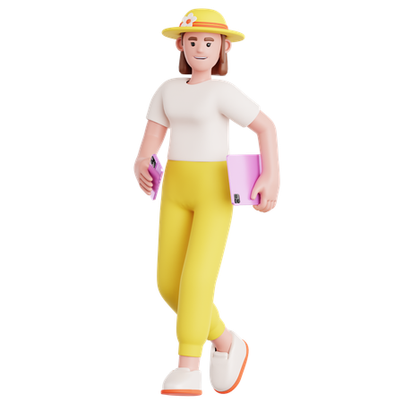 Walking holding Phone and Ipad  3D Icon