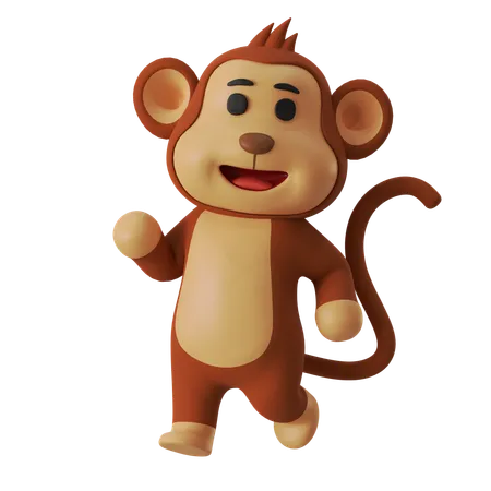 Walking Monkey  3D Illustration