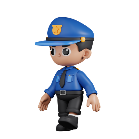 Walking Policeman  3D Illustration