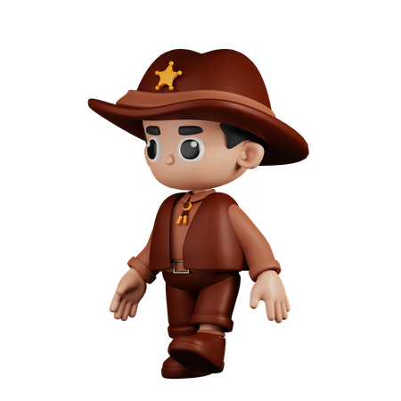 Walking Sheriff  3D Illustration