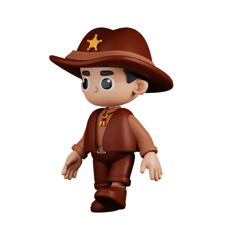Walking Sheriff  3D Illustration