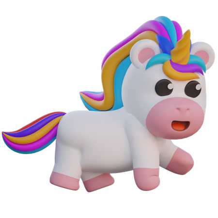 Walking Unicorn  3D Illustration