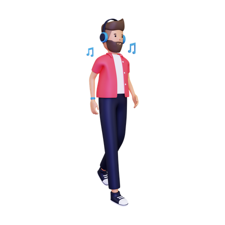 Walking while listening to music  3D Icon