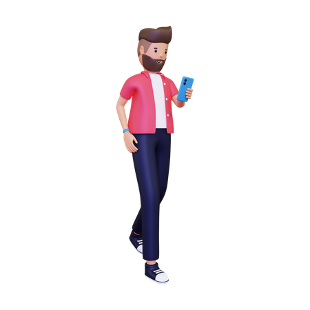 Walking while looking into phone  3D Illustration