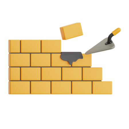 Wall Bricks and Trowel  3D Icon