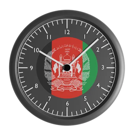 Wall clock with the flag of Afghanistan 3D Icon