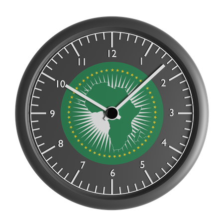 Wall clock with the flag of African Union  3D Icon
