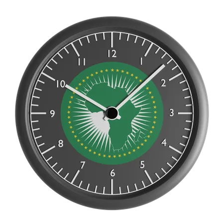 Wall clock with the flag of African Union  3D Icon
