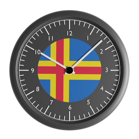 Wall clock with the flag of Aland  3D Icon
