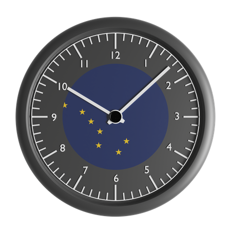 Wall clock with the flag of Alaska  3D Icon
