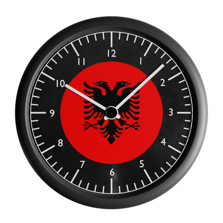 Wall clock with the flag of Albania  3D Icon