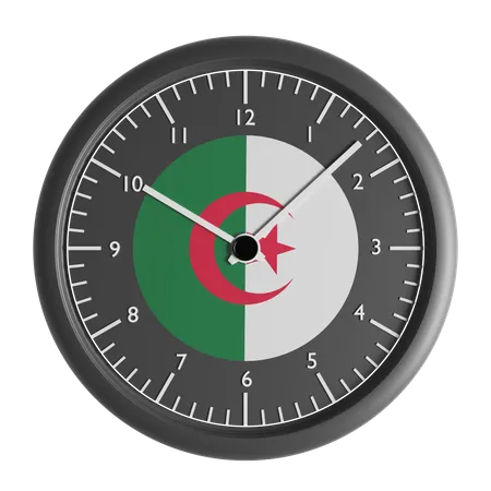 Wall clock with the flag of Algeria  3D Icon