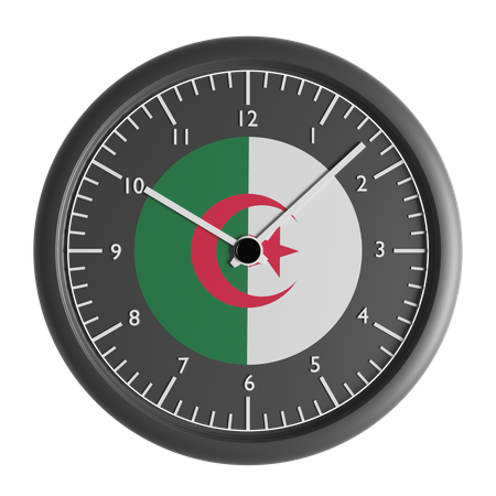 Wall clock with the flag of Algeria  3D Icon