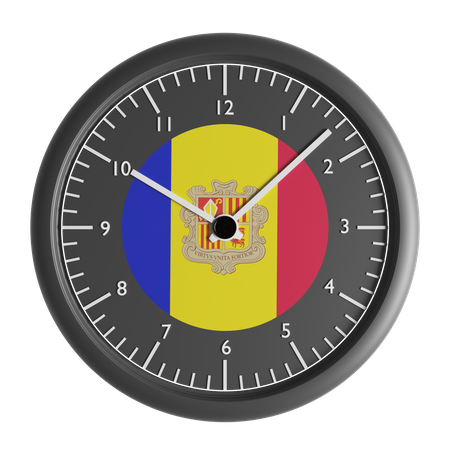 Wall clock with the flag of Andorra  3D Icon