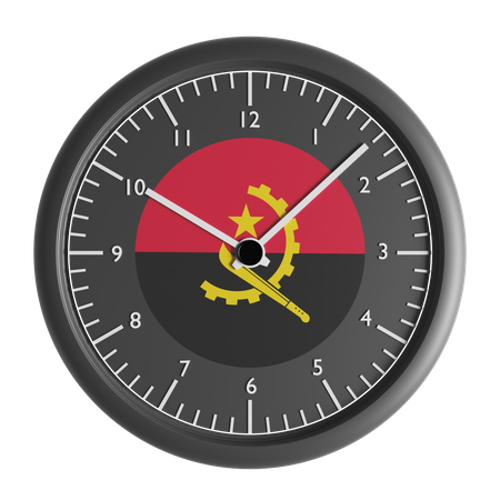 Wall clock with the flag of Angola  3D Icon