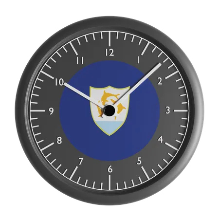 Wall clock with the flag of Anguilla  3D Icon