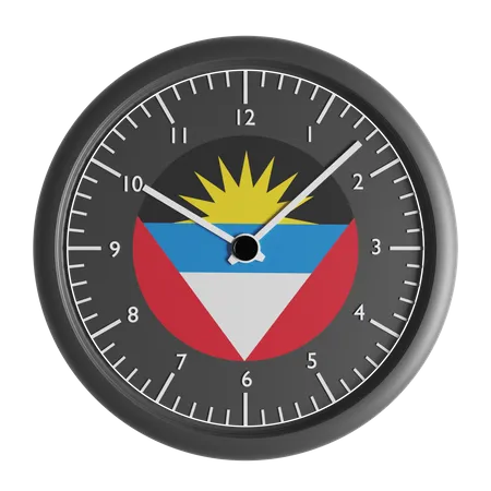 Wall clock with the flag of Antigua and Barbuda  3D Icon