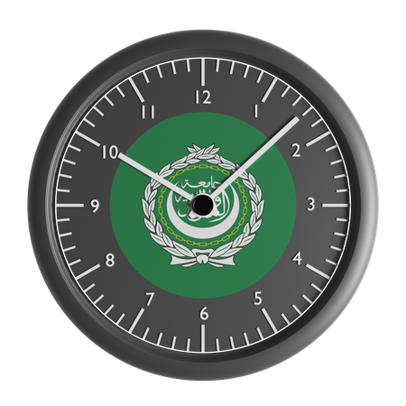 Wall clock with the flag of Arab League  3D Icon