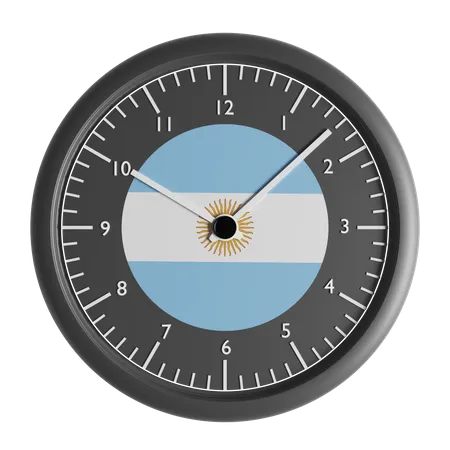 Wall clock with the flag of Argentina  3D Icon