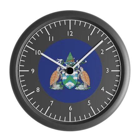 Wall clock with the flag of Ascension Island  3D Icon