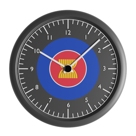 Wall clock with the flag of Association of Southeast Asian Nations  3D Icon