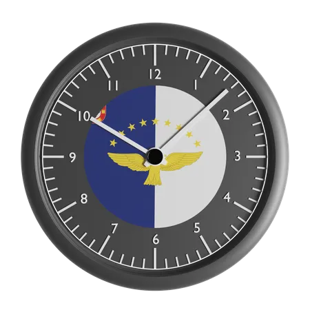 Wall clock with the flag of Azores  3D Icon
