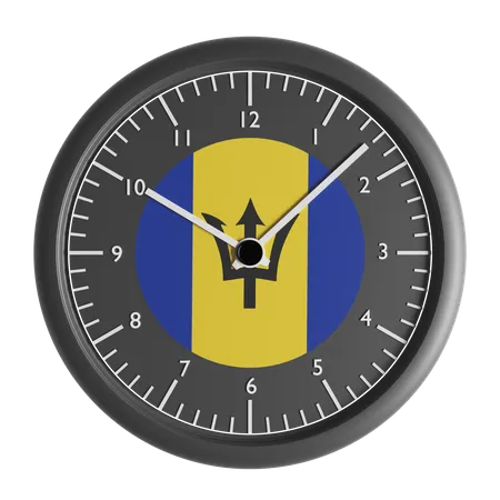 Wall clock with the flag of Barbados  3D Icon