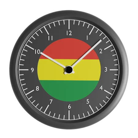 Wall clock with the flag of Bolivia  3D Icon
