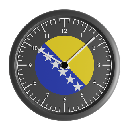 Wall clock with the flag of Bosnia and Herzegovina  3D Icon