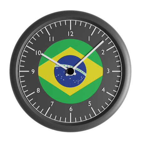 Wall clock with the flag of Brazil  3D Icon