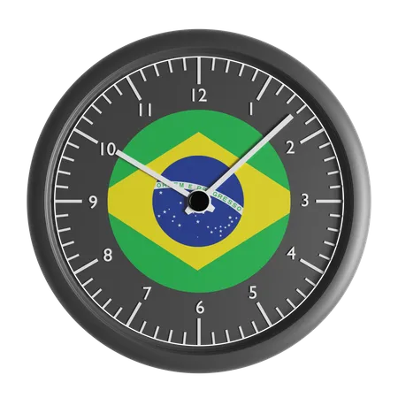 Wall clock with the flag of Brazil  3D Icon