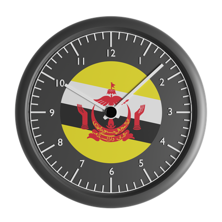 Wall clock with the flag of Brunei  3D Icon