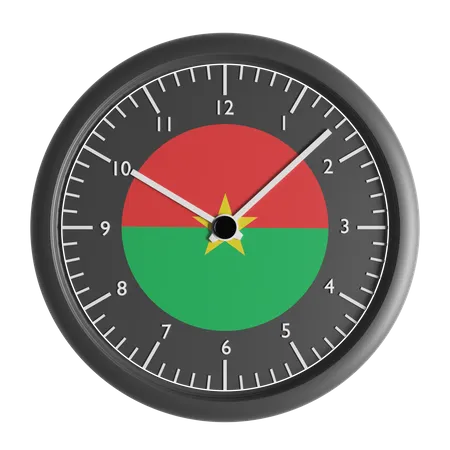 Wall clock with the flag of Burkina Faso  3D Icon