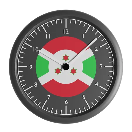 Wall clock with the flag of Burundi  3D Icon