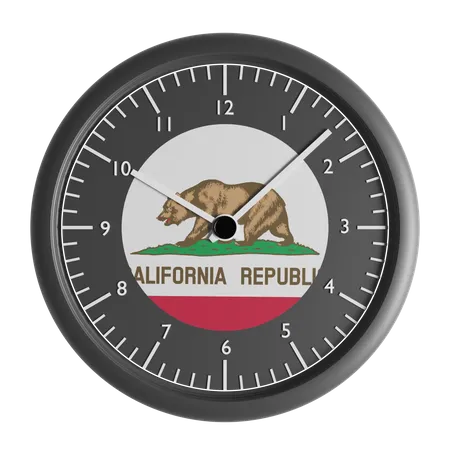 Wall clock with the flag of California  3D Icon