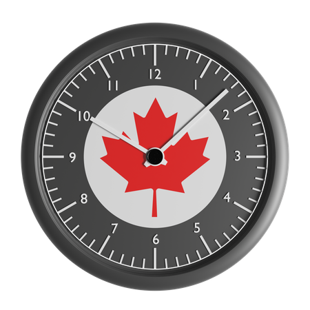 Wall clock with the flag of Canada  3D Icon