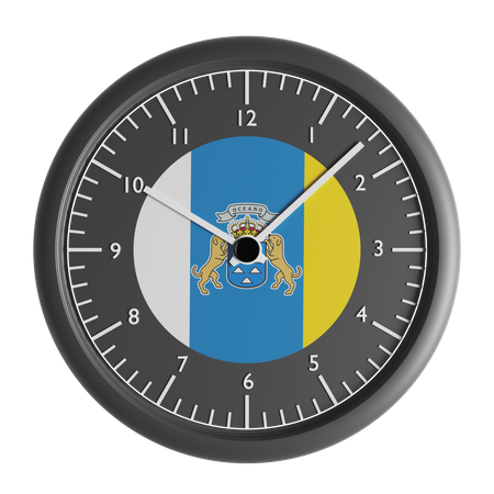 Wall clock with the flag of Canary Islands  3D Icon