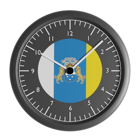 Wall clock with the flag of Canary Islands  3D Icon
