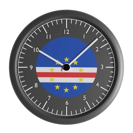 Wall clock with the flag of Cape Verde  3D Icon