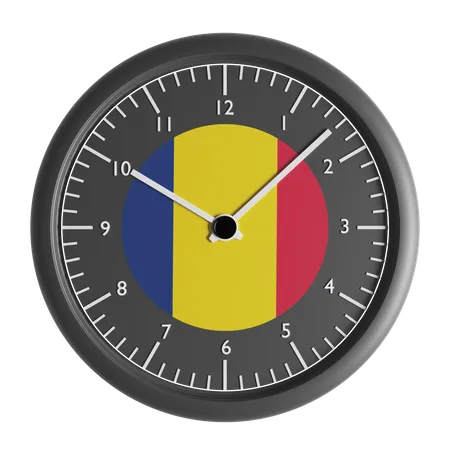 Wall clock with the flag of Chad  3D Icon