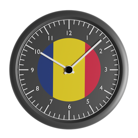 Wall clock with the flag of Chad  3D Icon