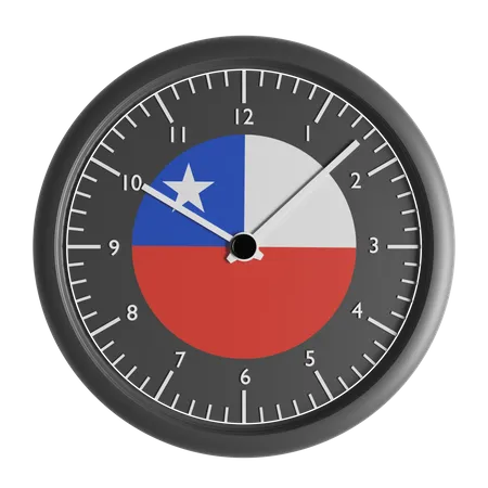 Wall clock with the flag of Chile  3D Icon