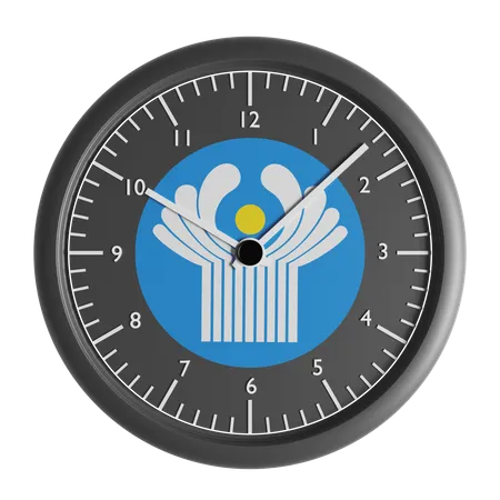 Wall clock with the flag of Commonwealth of Independent States  3D Icon