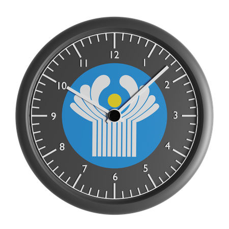 Wall clock with the flag of Commonwealth of Independent States  3D Icon