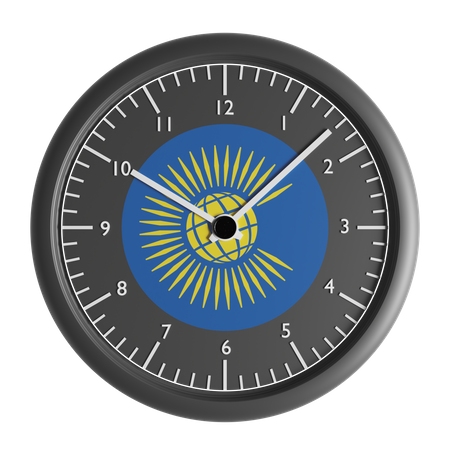 Wall clock with the flag of Commonwealth of Nations  3D Icon