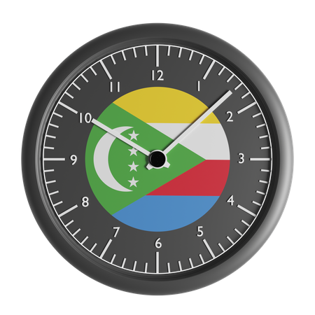 Wall clock with the flag of Comoros  3D Icon