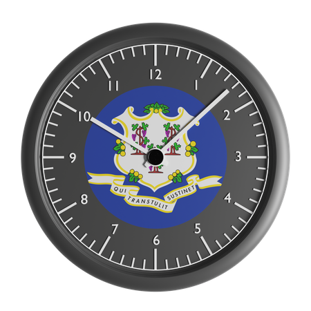 Wall clock with the flag of Connecticut  3D Icon